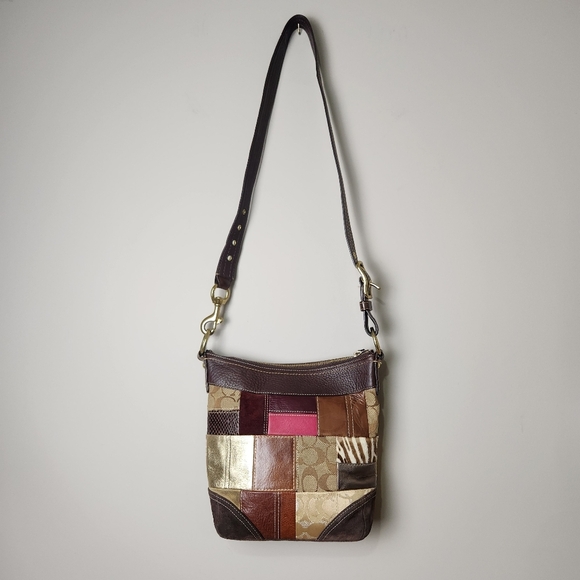 Coach Limited Edition Patchwork Crossbody Bag Mixed Leathers Authentic - Picture 3 of 16